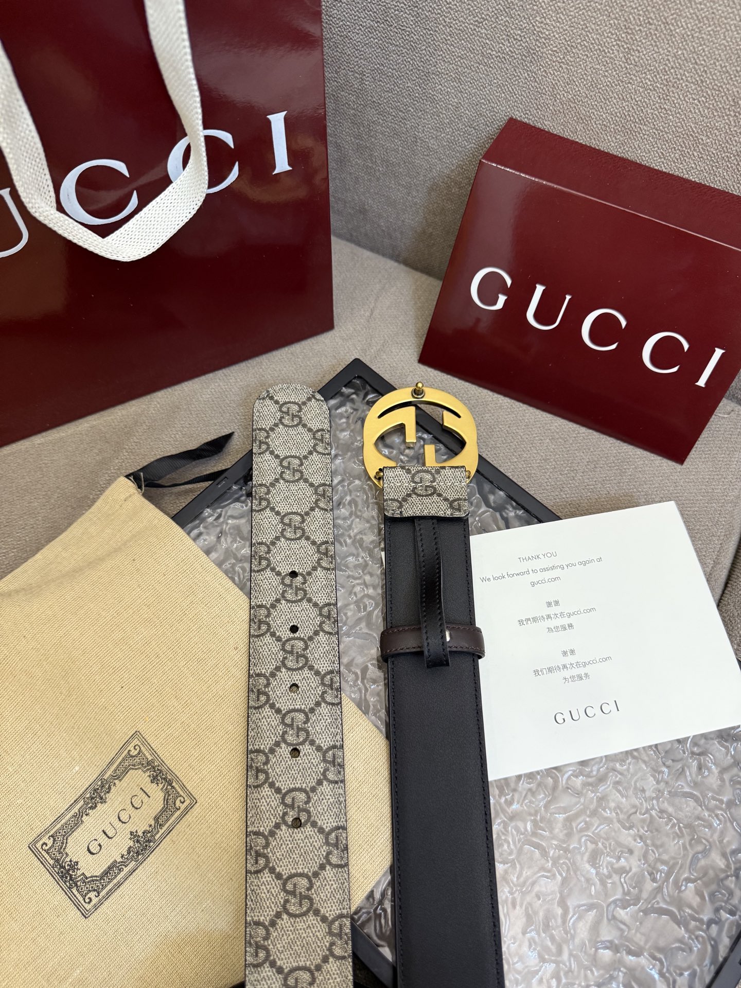 Gucci Basic Belt Canvas Black S-m