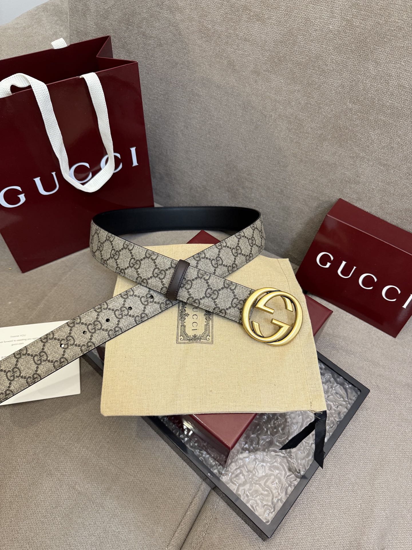 Gucci Basic Belt Canvas Black S-m