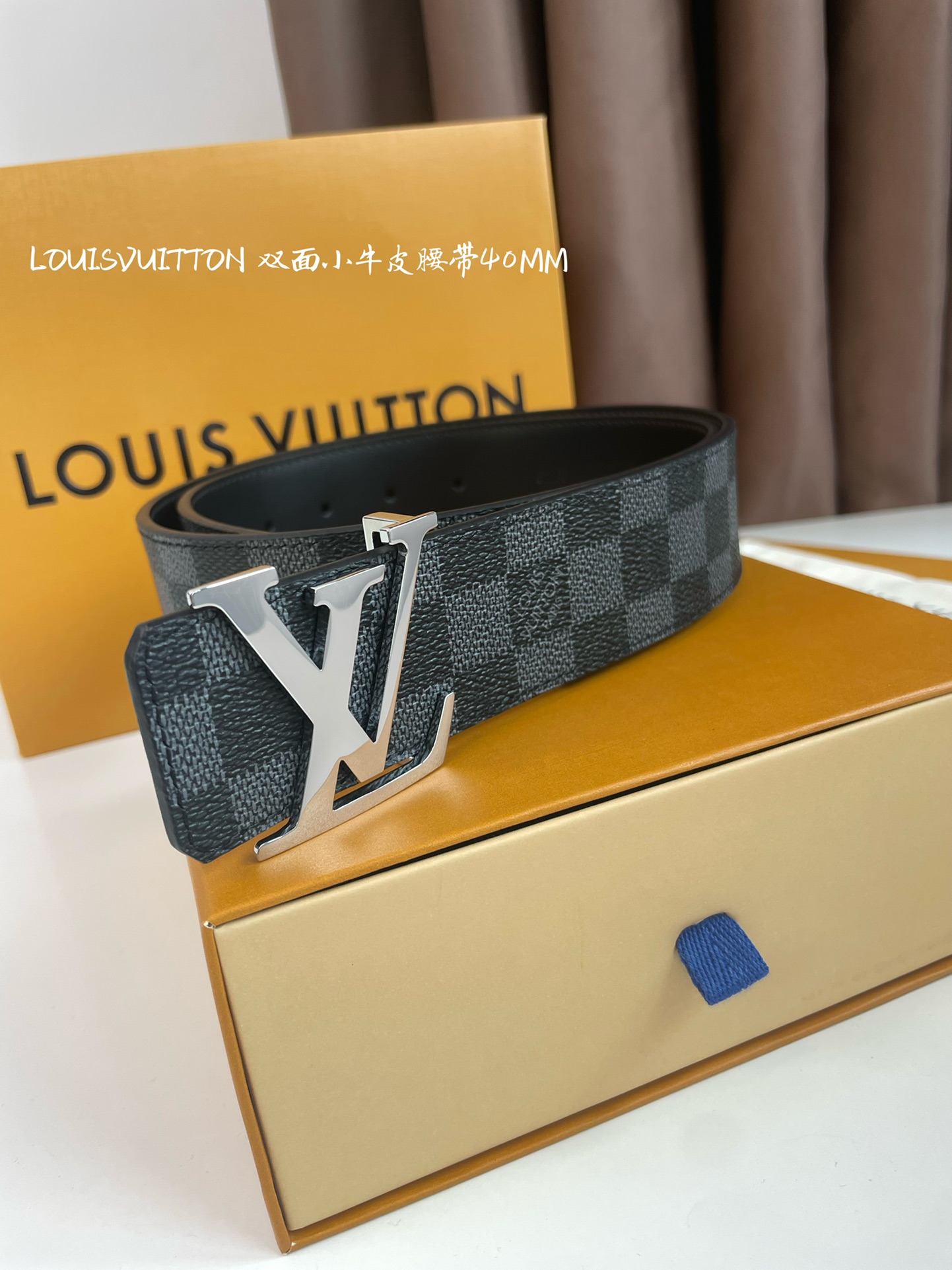 Louis Vuitton Male Leather Belt Top Grain Leather M-l