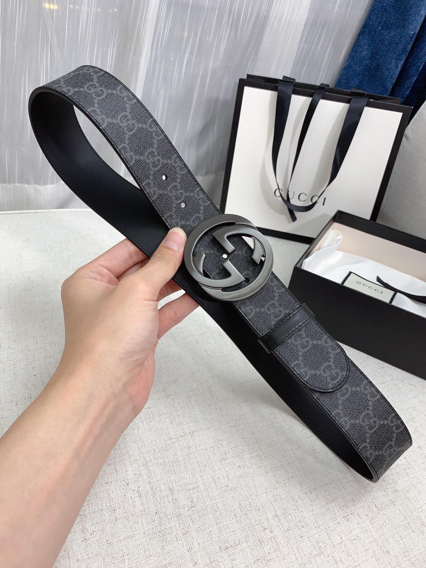 Gucci Basic Belt Cow Leather Waterproof 38mm