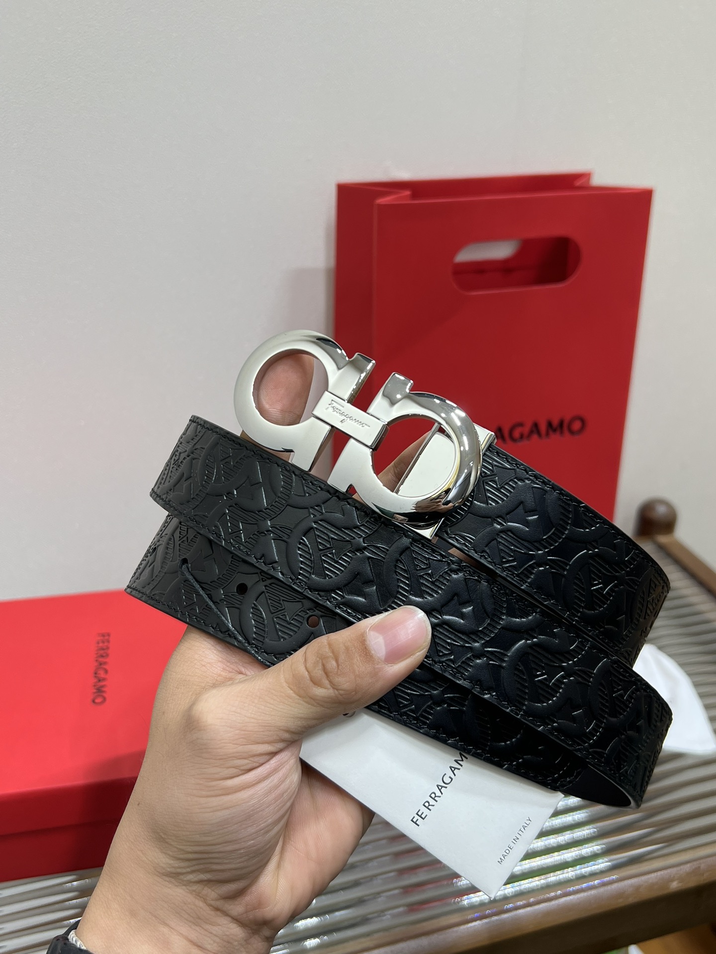 Salvatore Ferragamo Male Leather Belt Cow Leather M