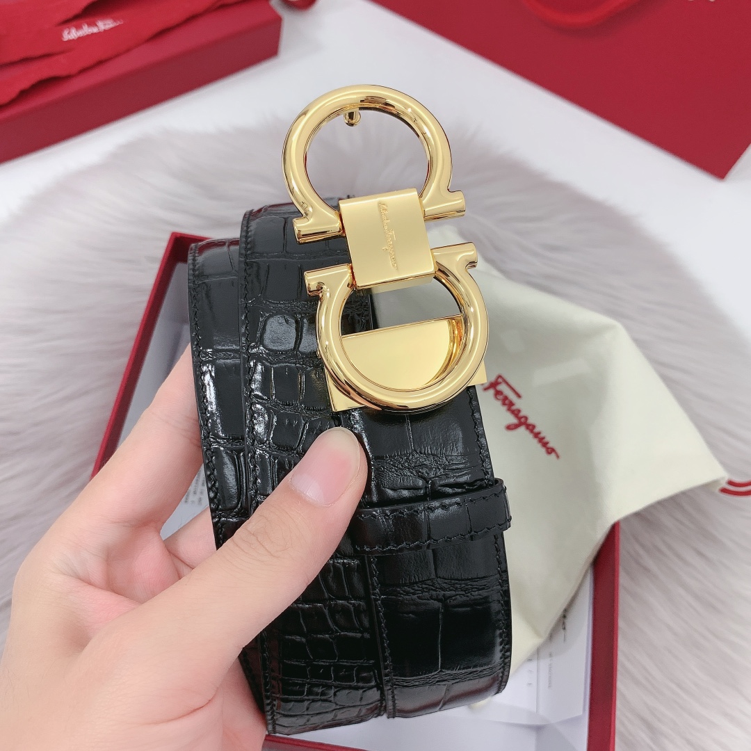 Salvatore Ferragamo Male Leather Belt 35mm-m