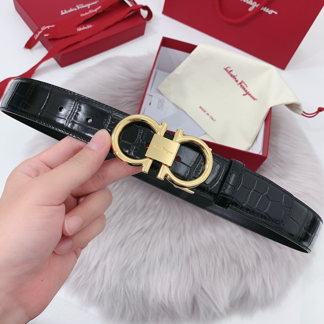 Salvatore Ferragamo Male Leather Belt 35mm-m