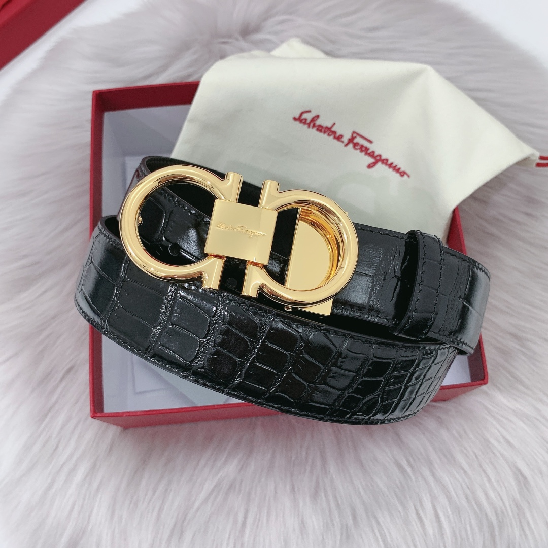 Salvatore Ferragamo Male Leather Belt 35mm-m