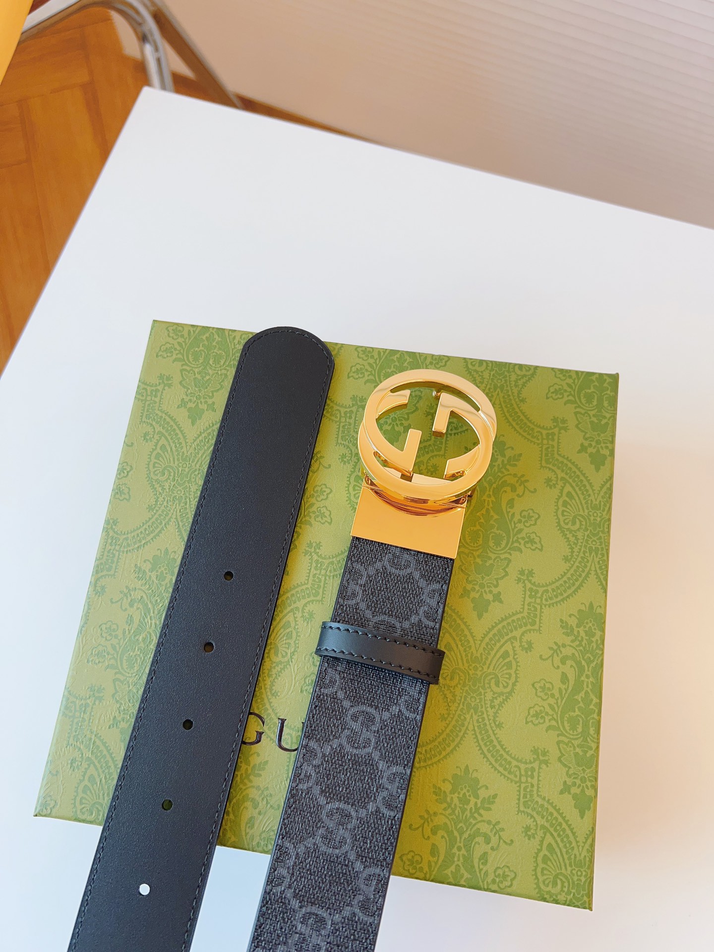 Gucci Leather Belt Canvas Black 37mm-s-m