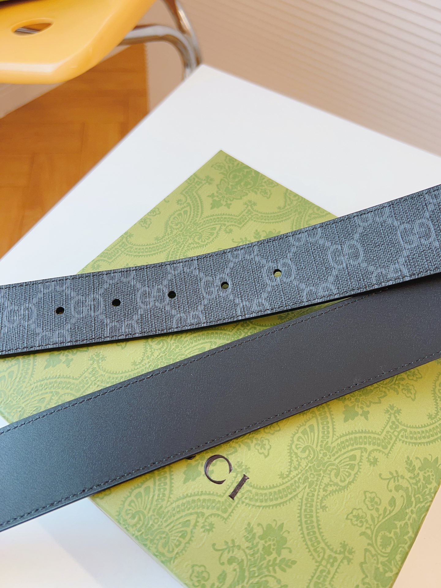 Gucci Leather Belt Canvas Black 37mm-s-m