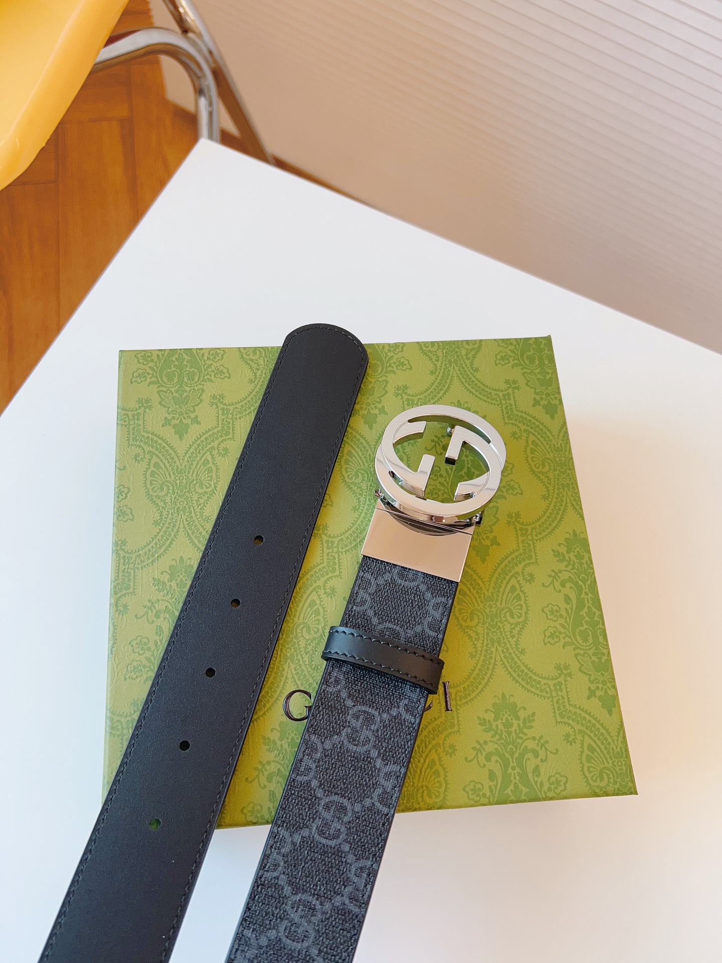 Gucci Leather Belt Canvas Black 37mm-s-m