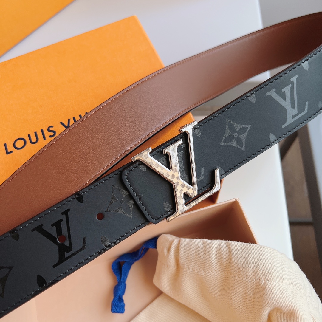 Louis Vuitton Male Leather Belt Cow Leather 40mm-l