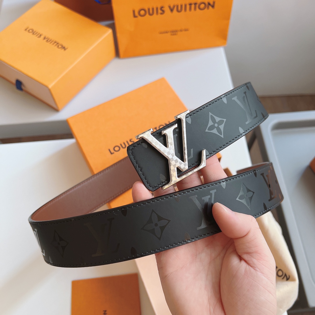 Louis Vuitton Male Leather Belt Cow Leather 40mm-l
