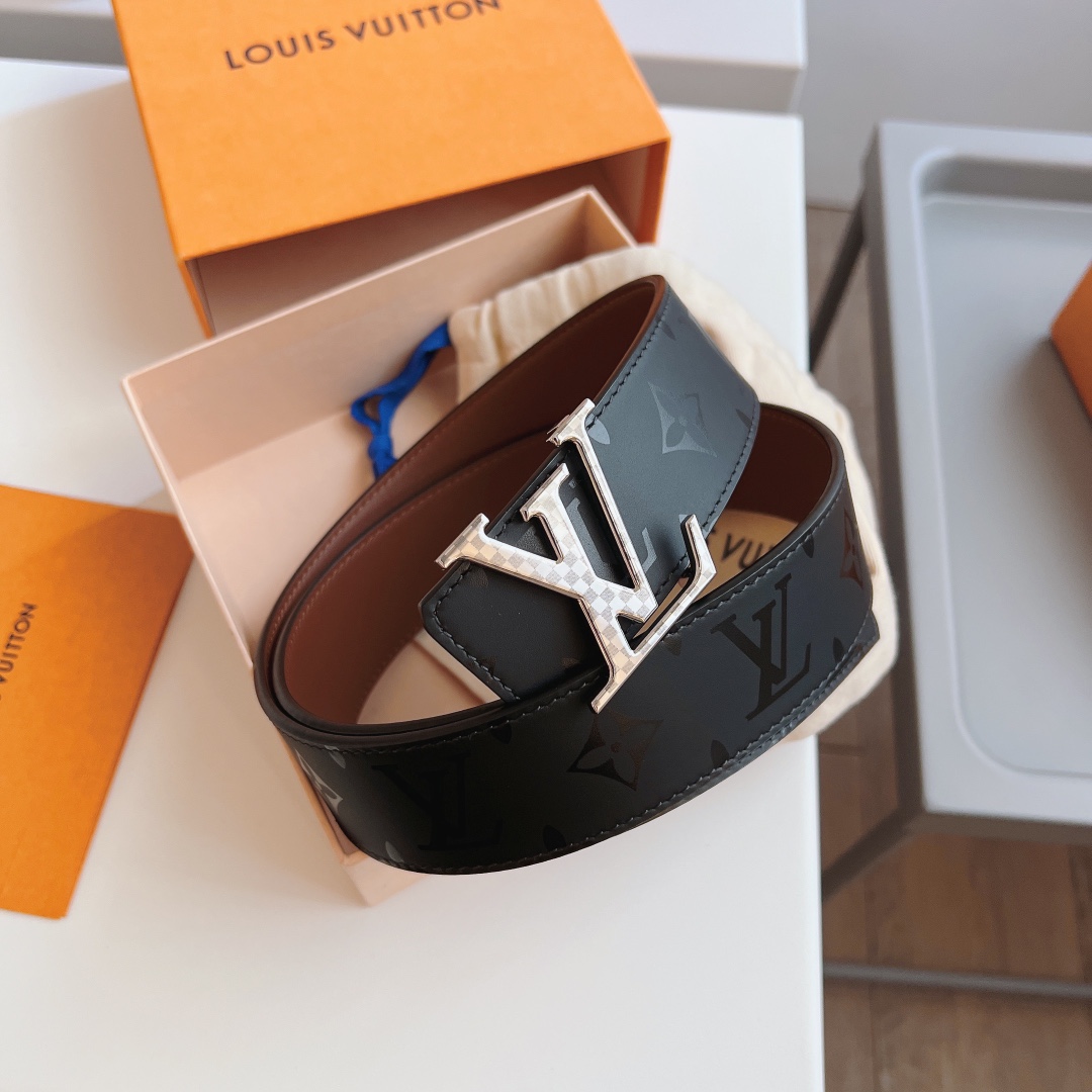 Louis Vuitton Male Leather Belt Cow Leather 40mm-l