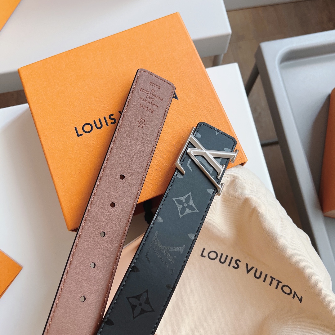 Louis Vuitton Male Leather Belt Cow Leather 40mm-l