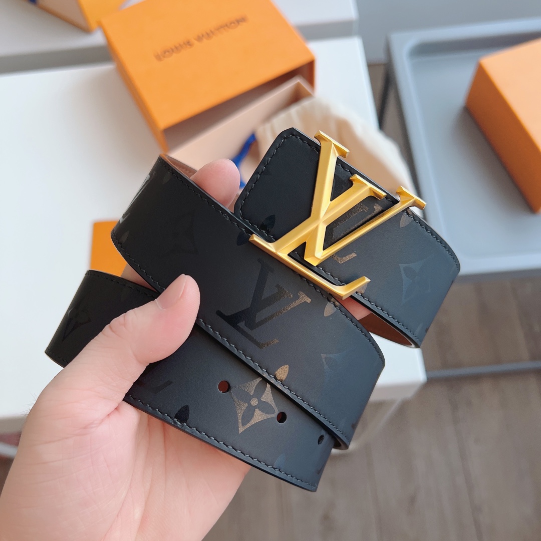 Louis Vuitton Male Leather Belt Cow Leather 40mm-l