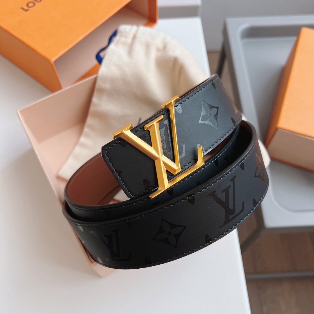 Louis Vuitton Male Leather Belt Cow Leather 40mm-l