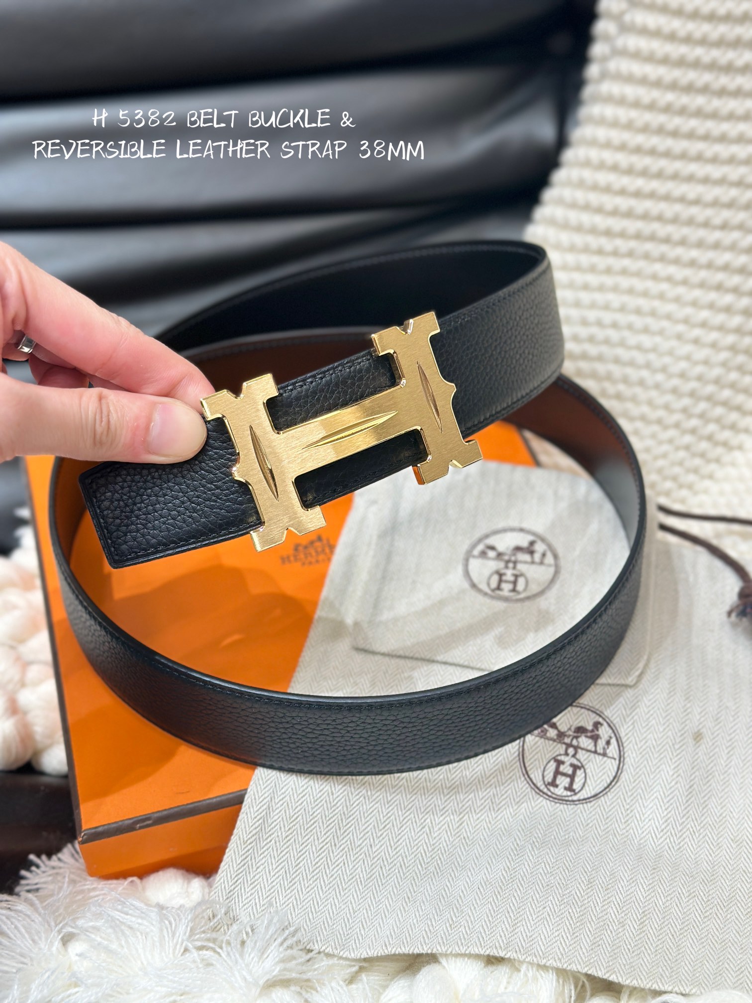 Hermès Male Leather Belt Top Grain Leather M