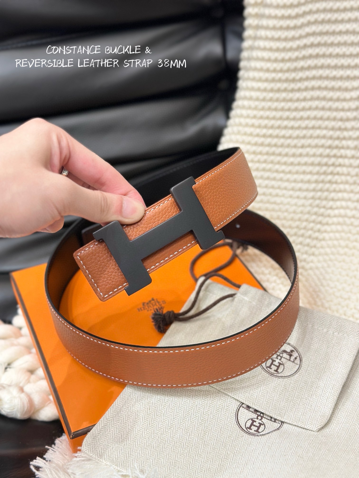 Hermès Male Leather Belt Top Grain Leather M