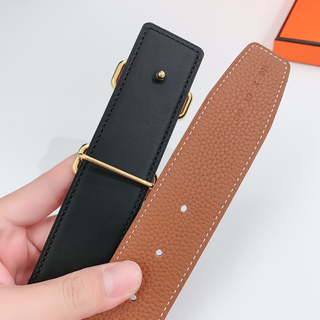 Hermès Male Leather Belt Silver 38mm