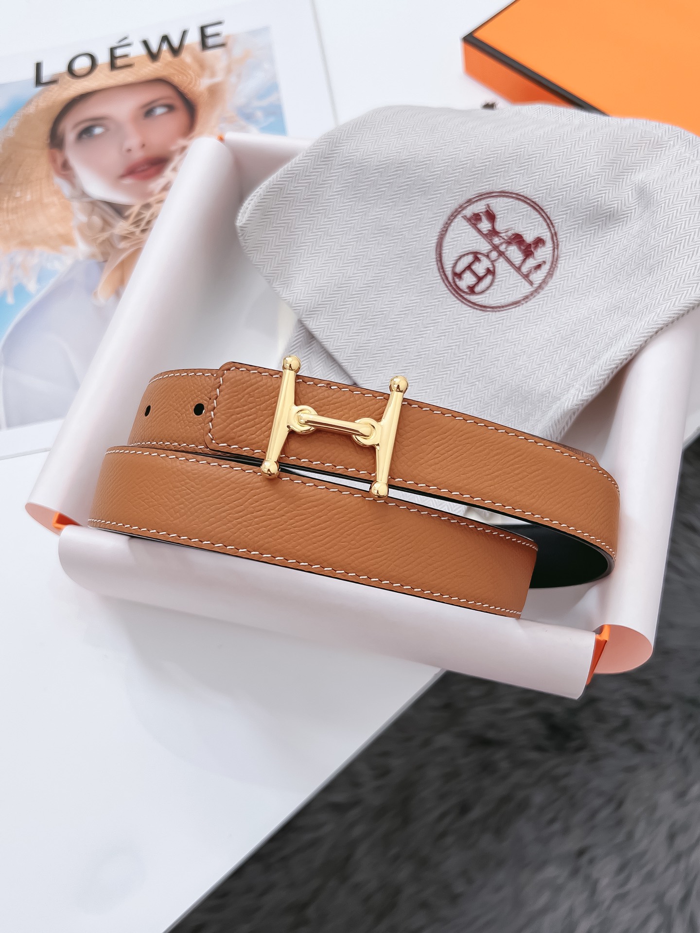 Hermès Female Basic Belt Cow Leather Black 110cm-m