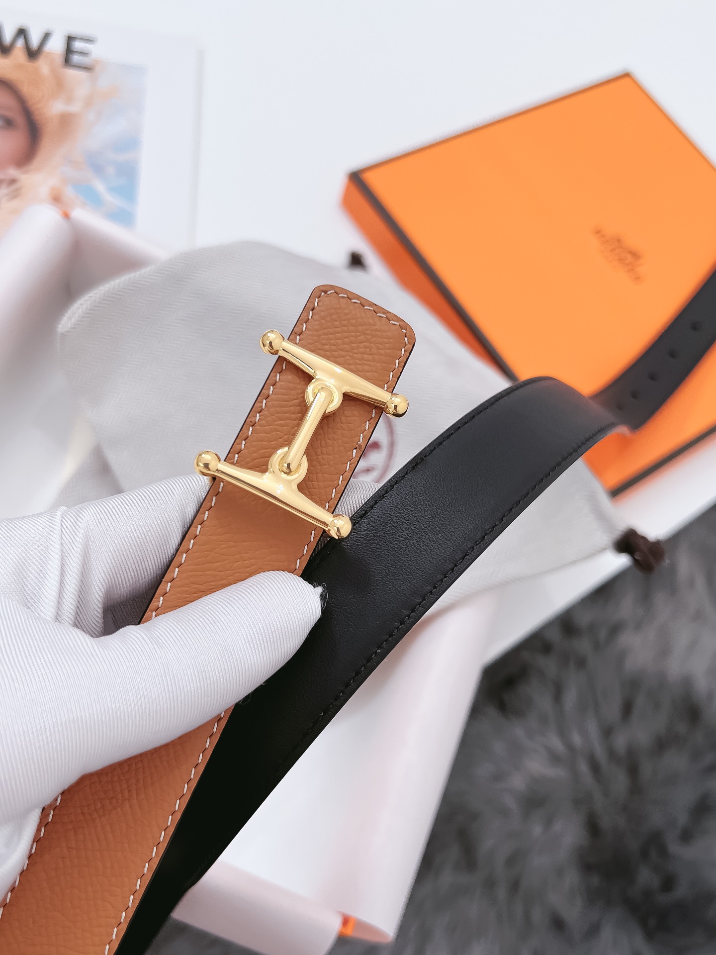 Hermès Female Basic Belt Cow Leather Black 110cm-m