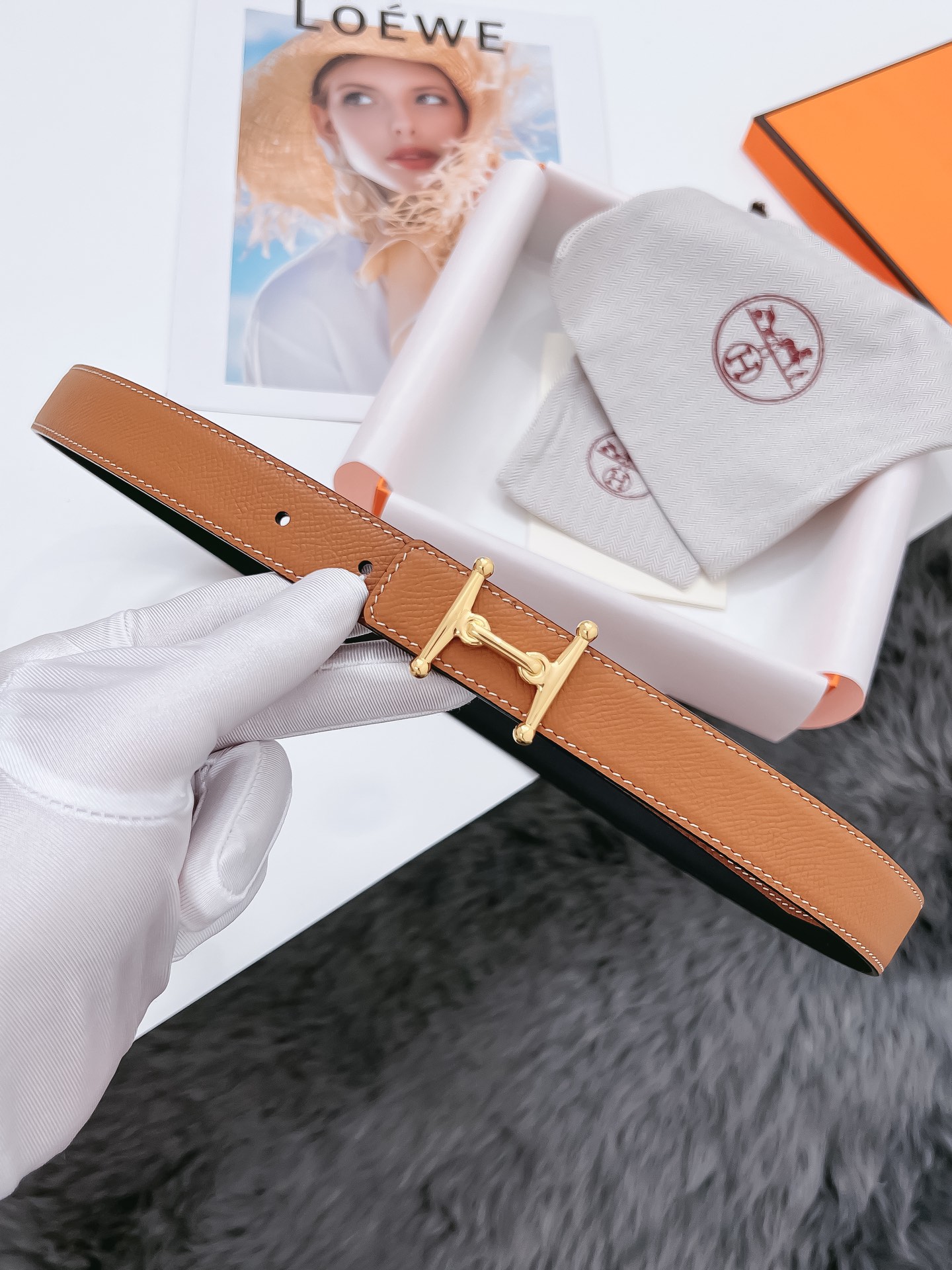 Hermès Female Basic Belt Cow Leather Black 110cm-m