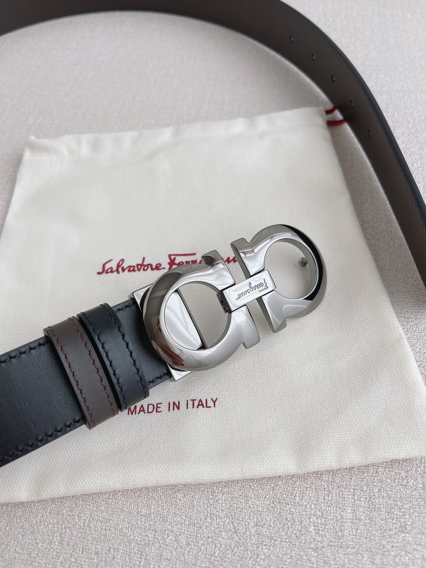 Salvatore Ferragamo Leather Belt Adjustable 35mm-13514-m