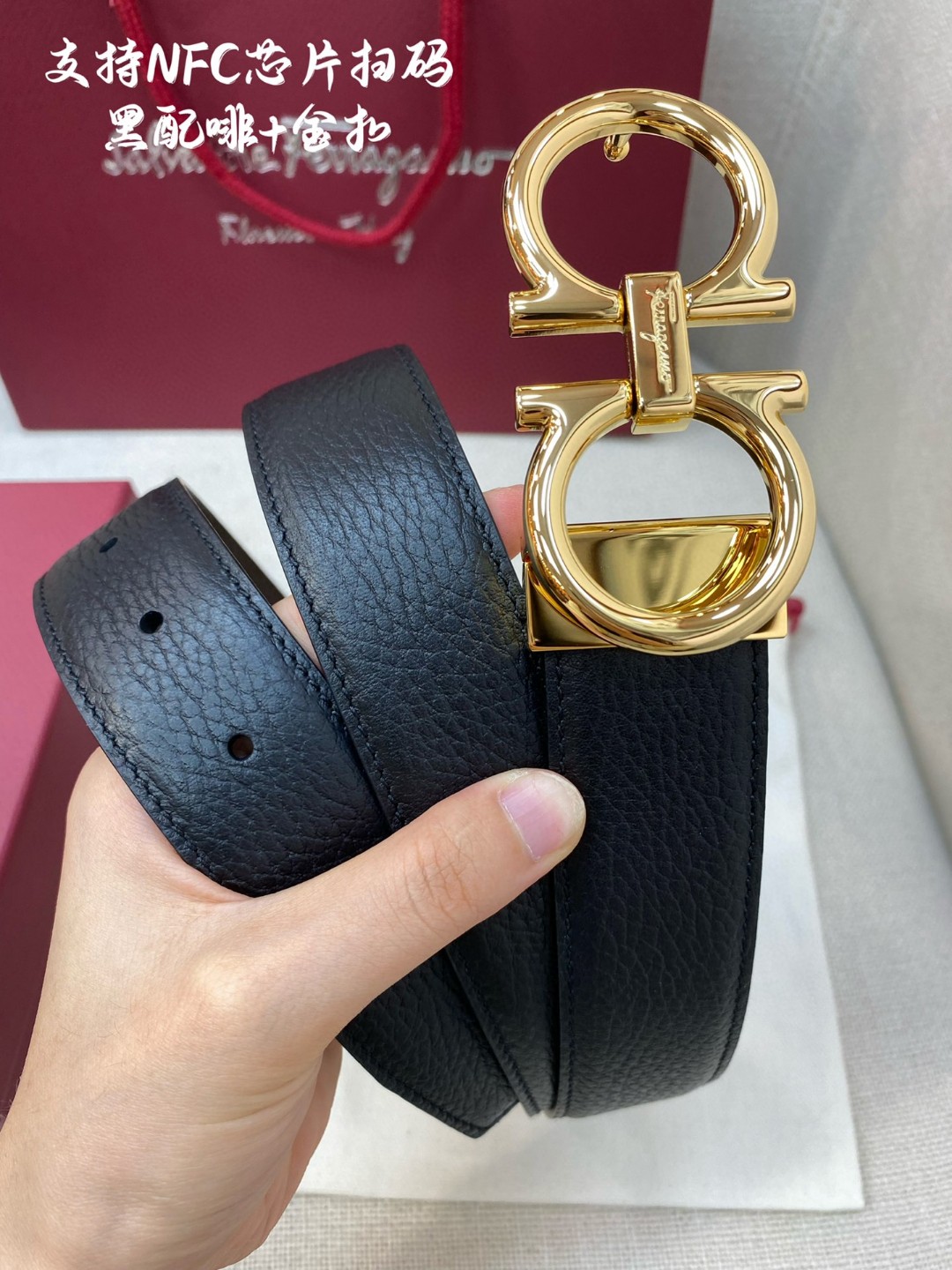 Salvatore Ferragamo Male Leather Belt Top Grain Leather M