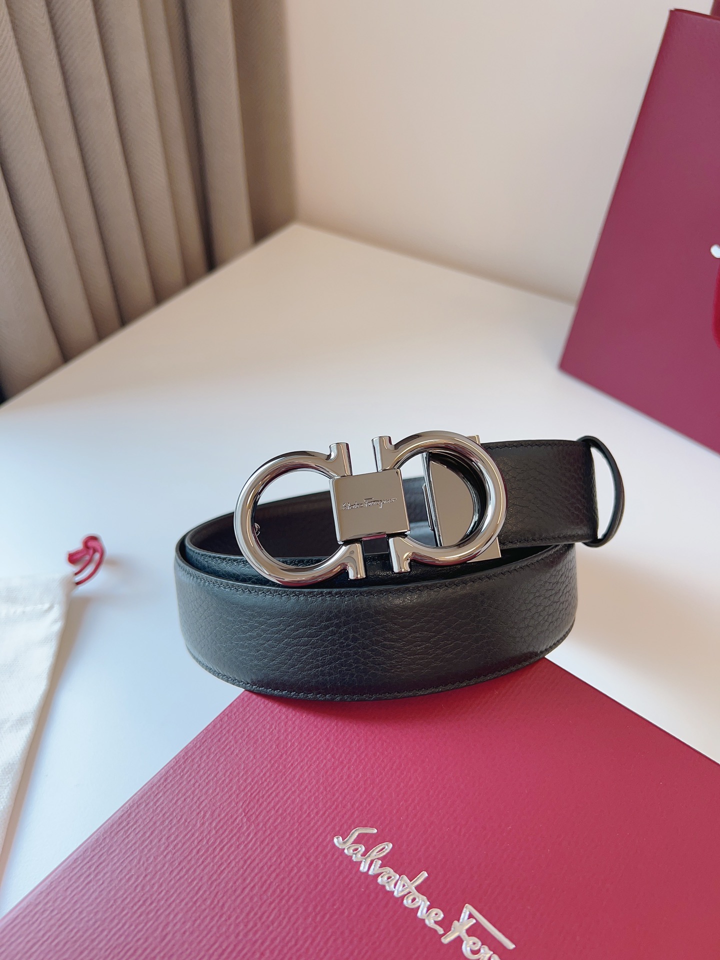 Salvatore Ferragamo Male Leather Belt Top Grain Leather M