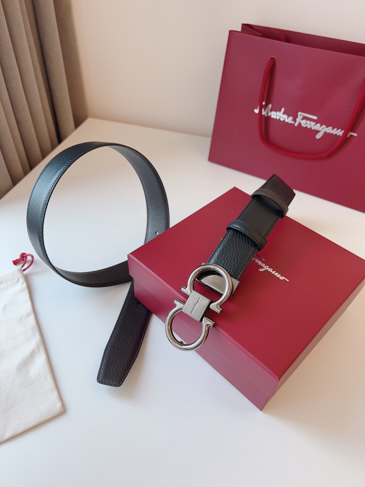 Salvatore Ferragamo Male Leather Belt Top Grain Leather M