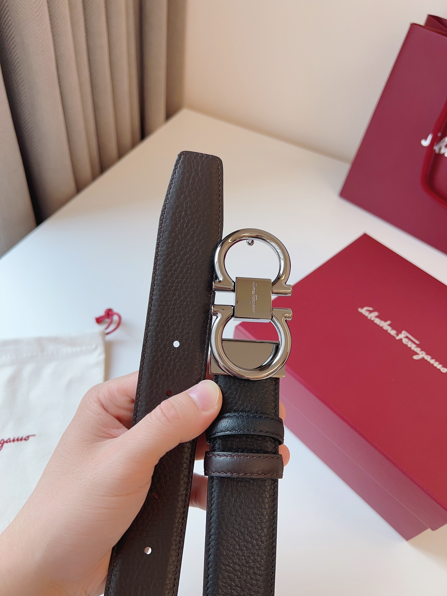 Salvatore Ferragamo Male Leather Belt Top Grain Leather M