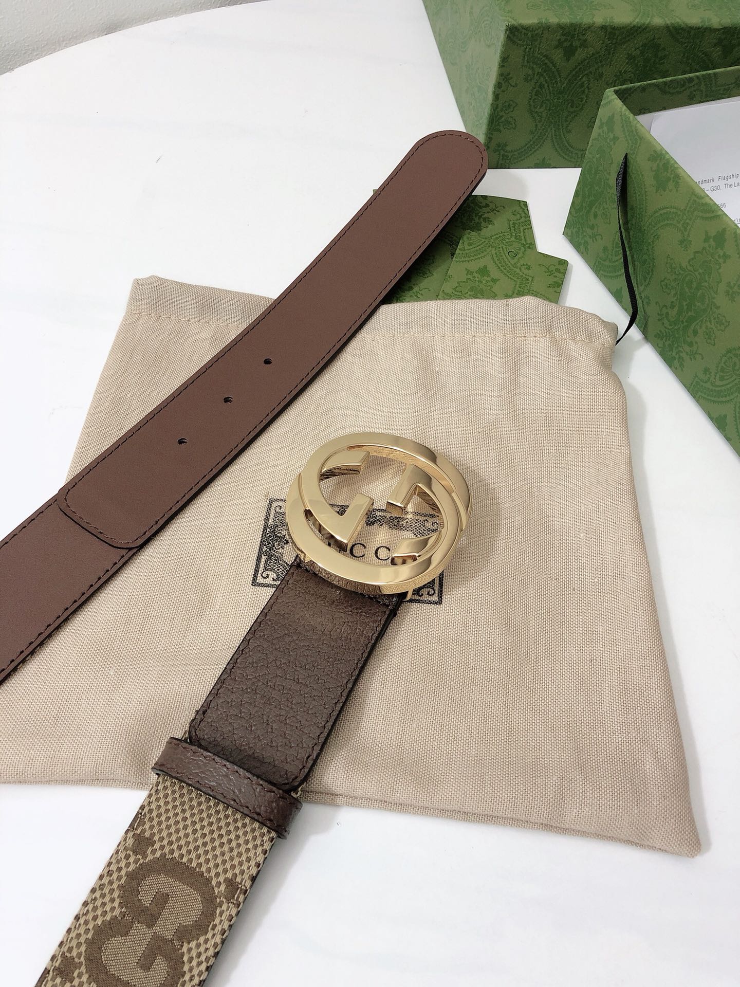 Gucci Male Basic Belt Canvas Gold Wide Width M