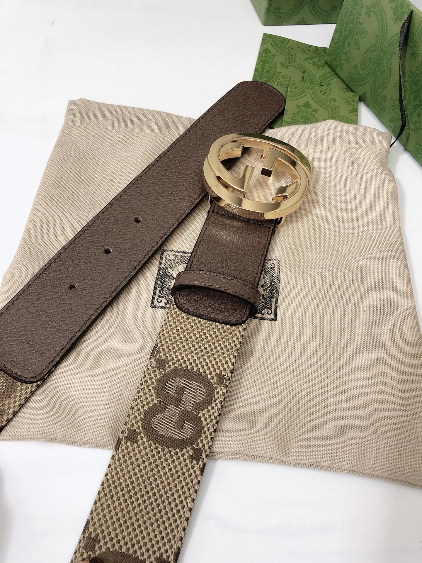 Gucci Male Basic Belt Canvas Gold Wide Width M