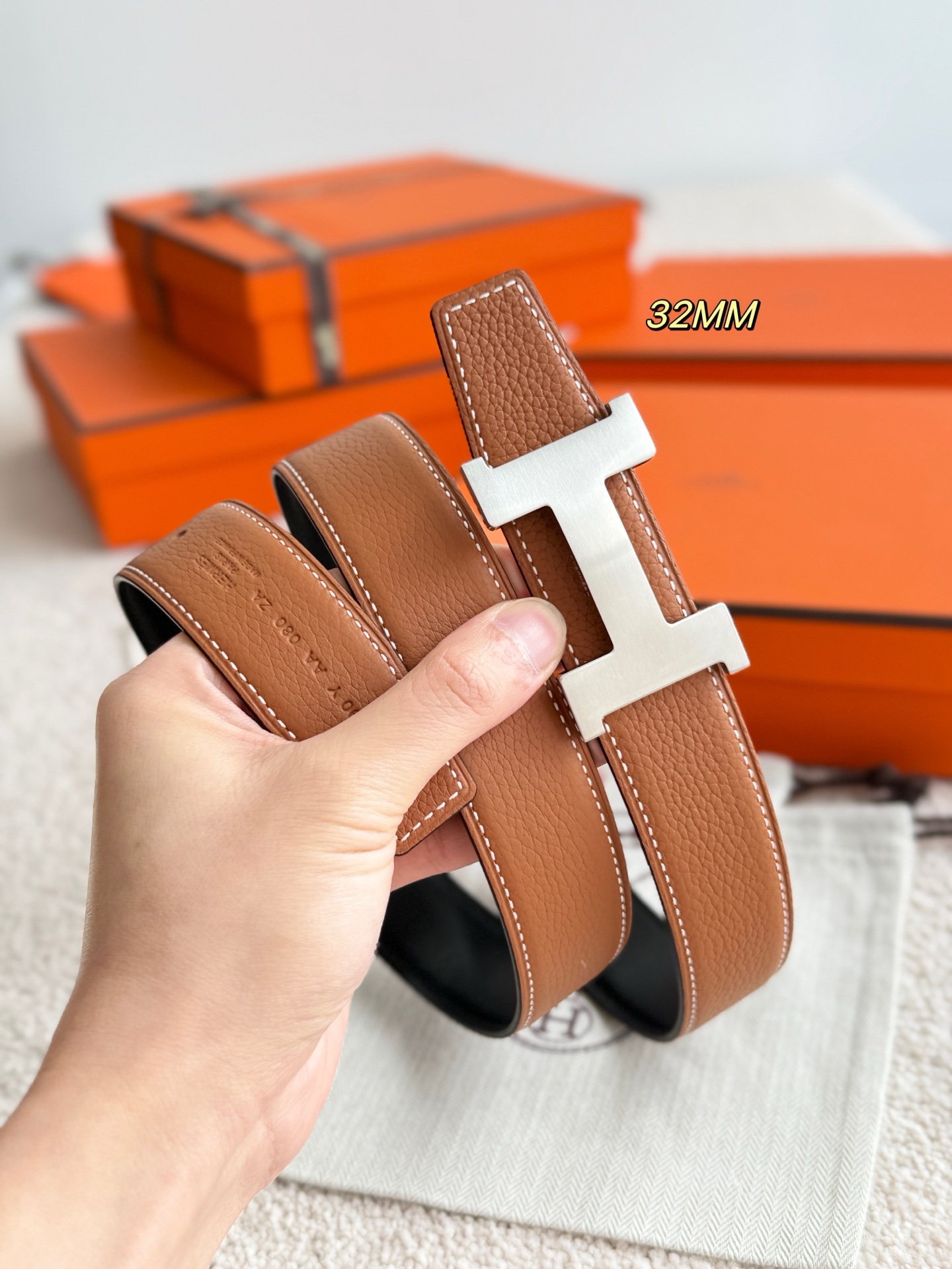 Hermès Male Basic Belt 32mm-13514-s