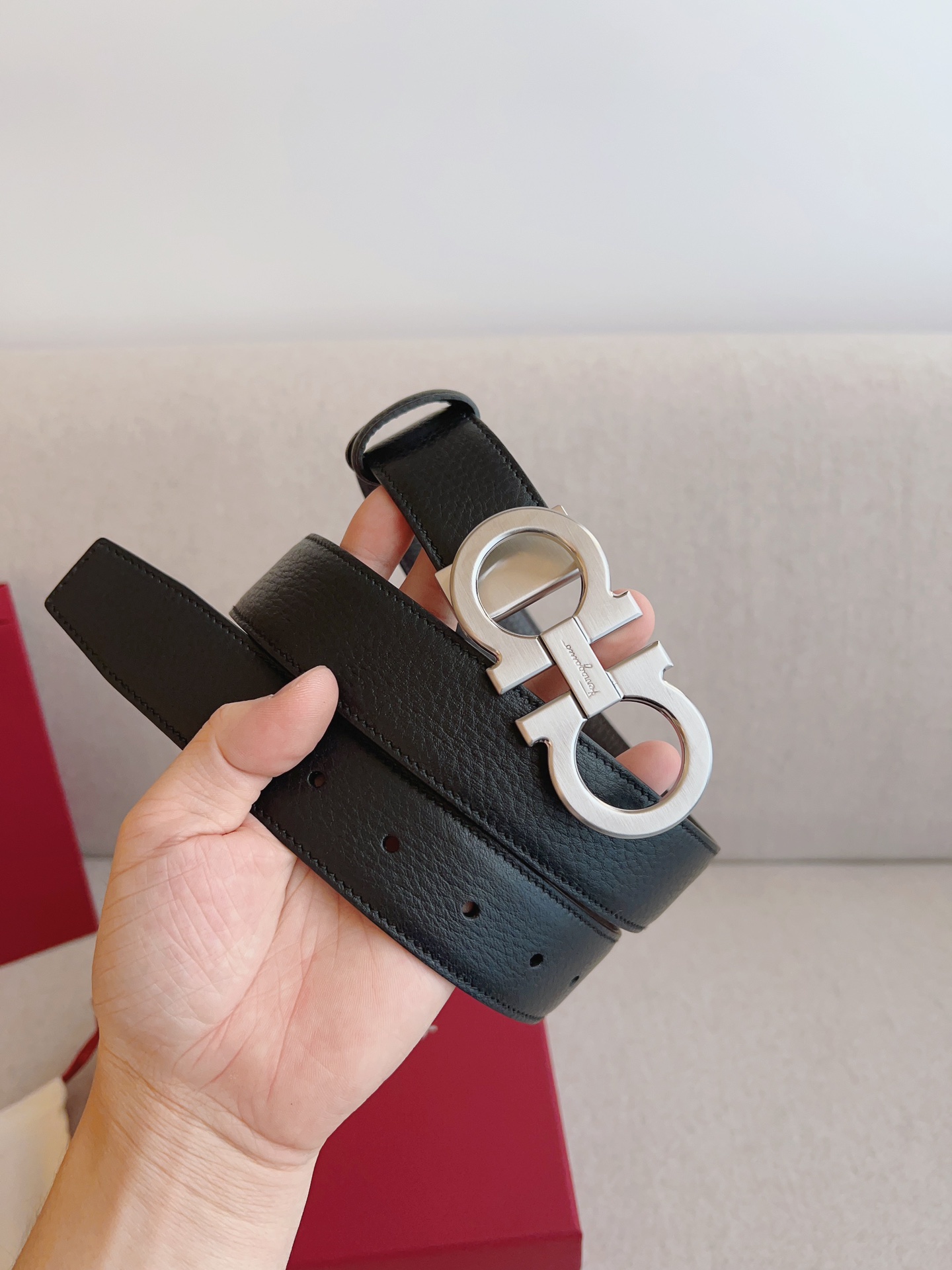 Salvatore Ferragamo Male Leather Belt Adjustable 35mm-m