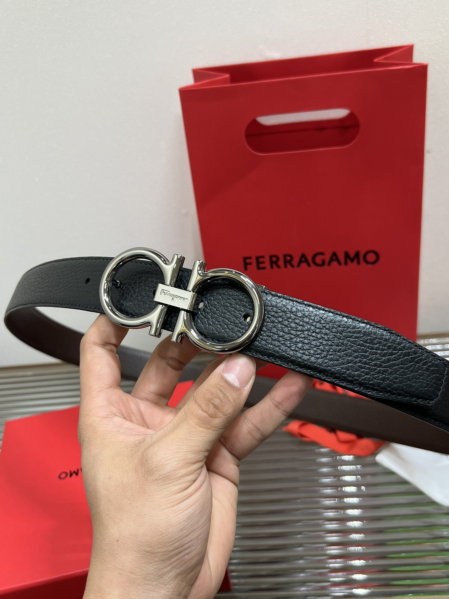 Salvatore Ferragamo Male Leather Belt Cow Leather M