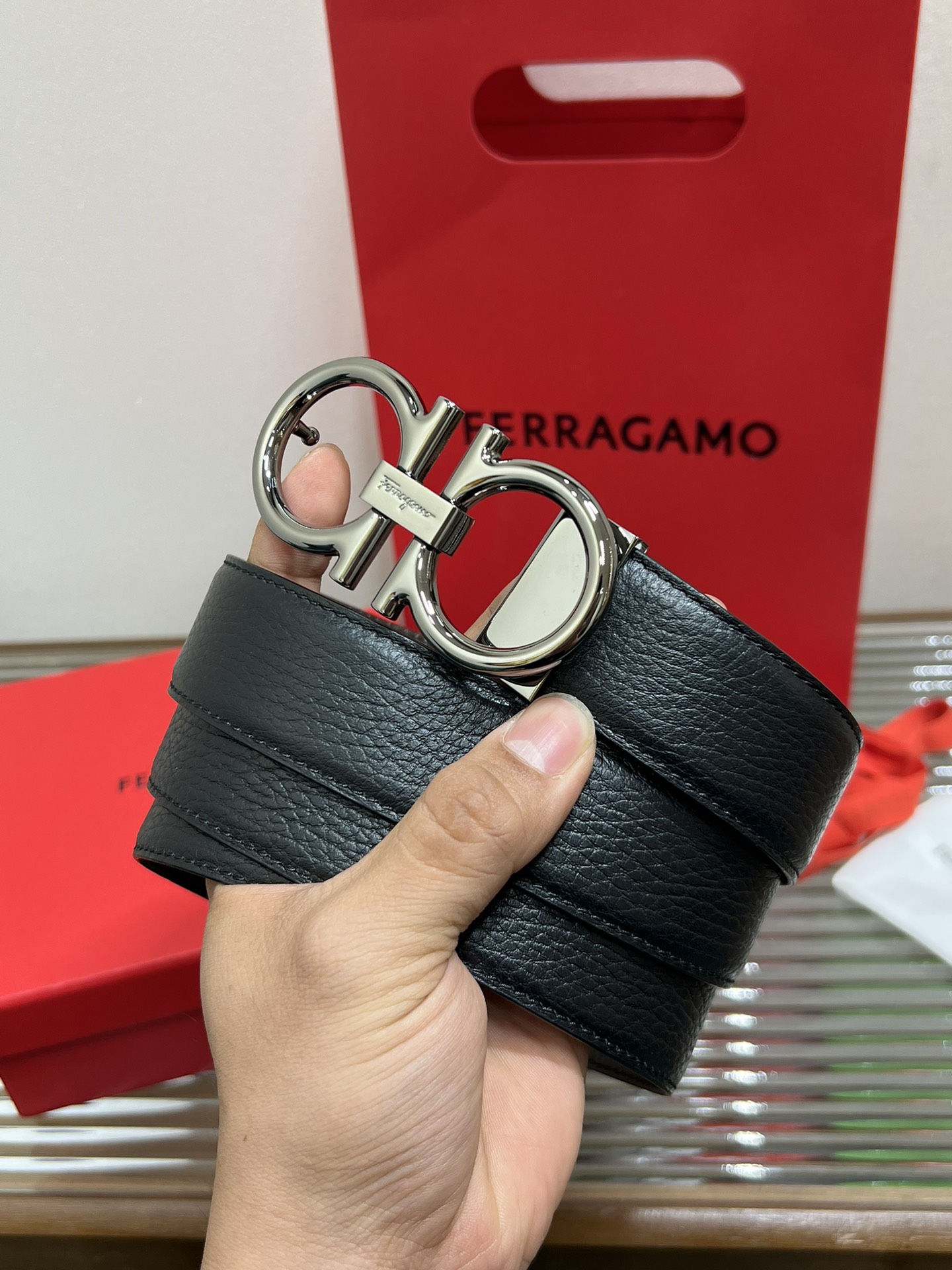 Salvatore Ferragamo Male Leather Belt Cow Leather M