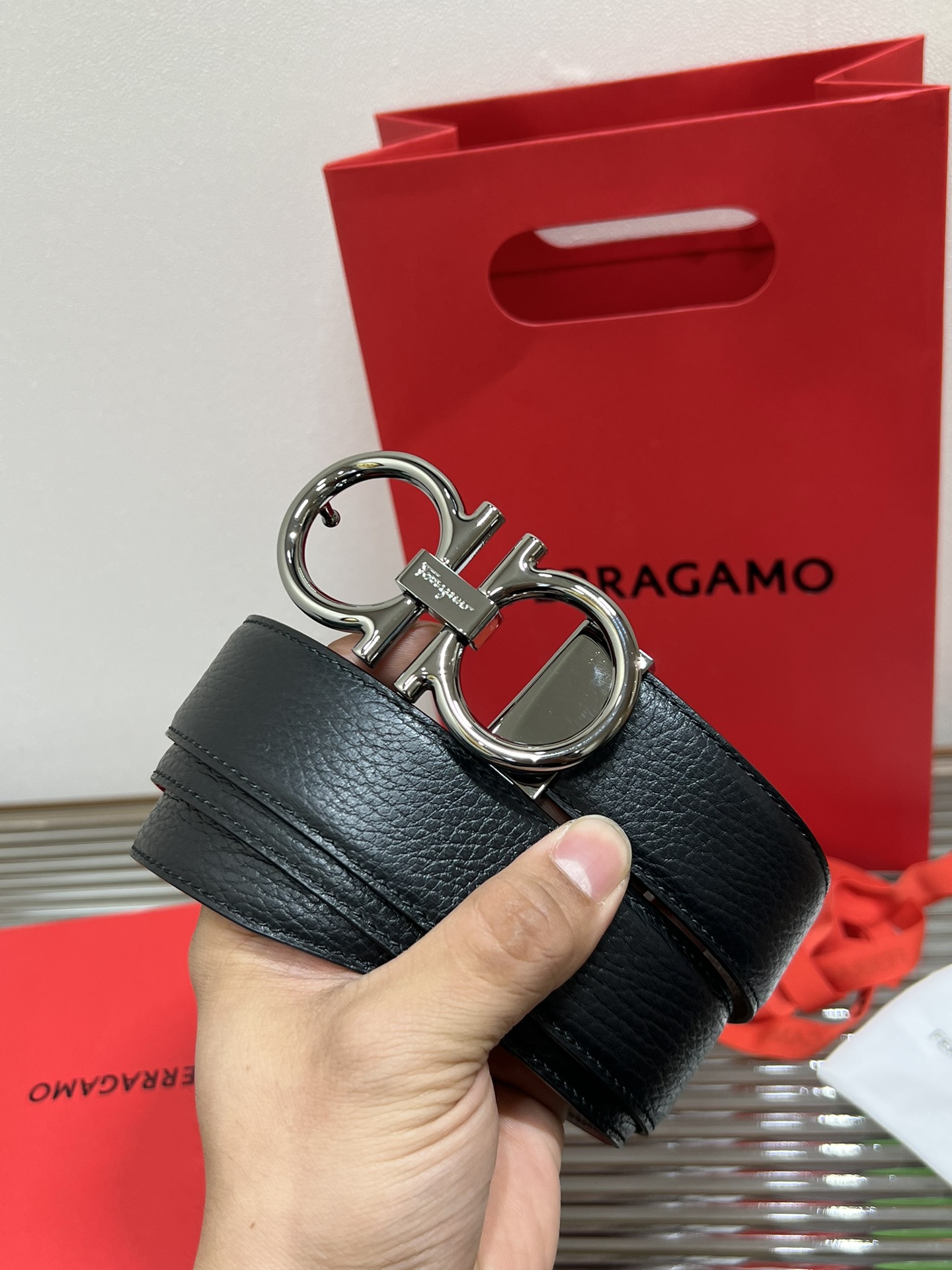 Salvatore Ferragamo Male Leather Belt Cow Leather M