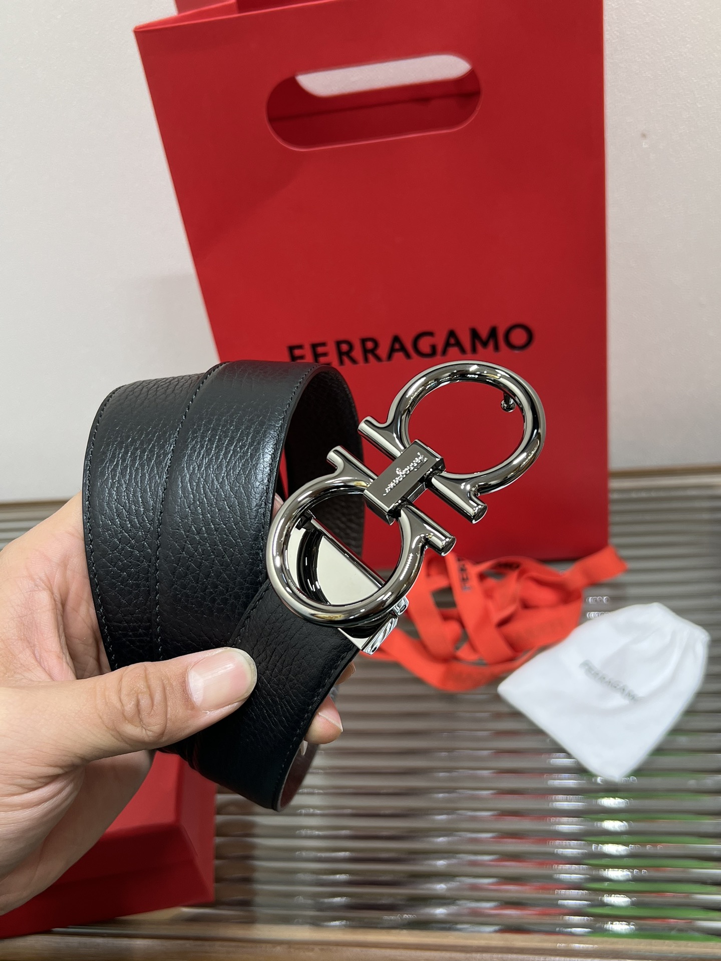 Salvatore Ferragamo Male Leather Belt Cow Leather M