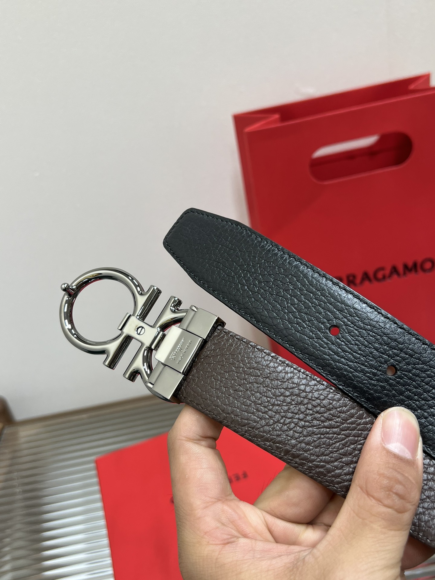 Salvatore Ferragamo Male Leather Belt Cow Leather M