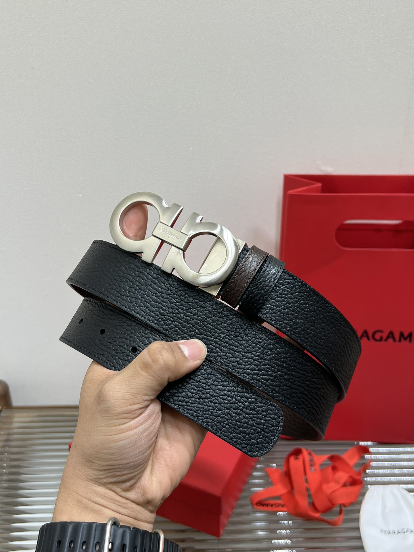 Salvatore Ferragamo Male Leather Belt Cow Leather M