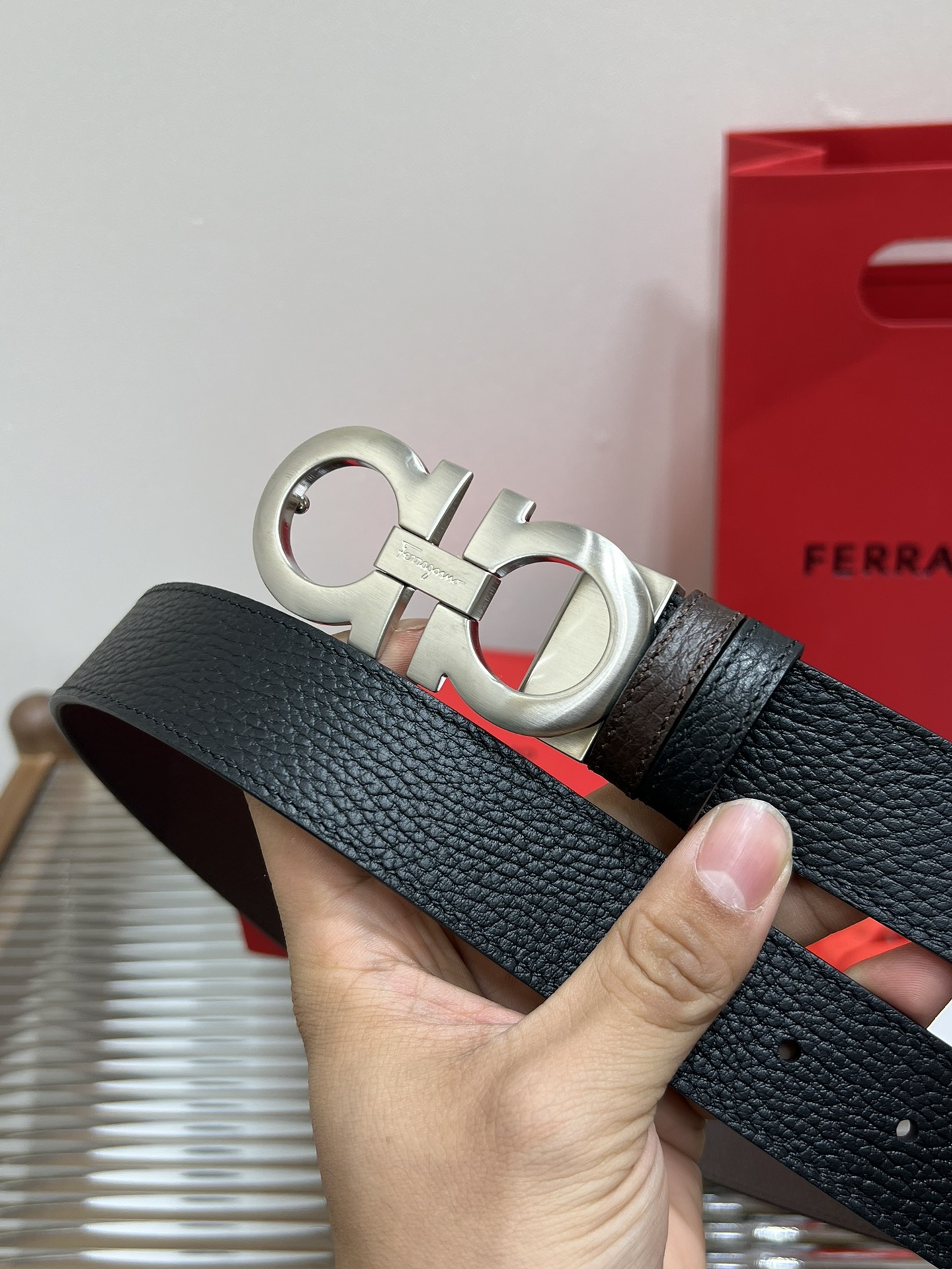 Salvatore Ferragamo Male Leather Belt Cow Leather M