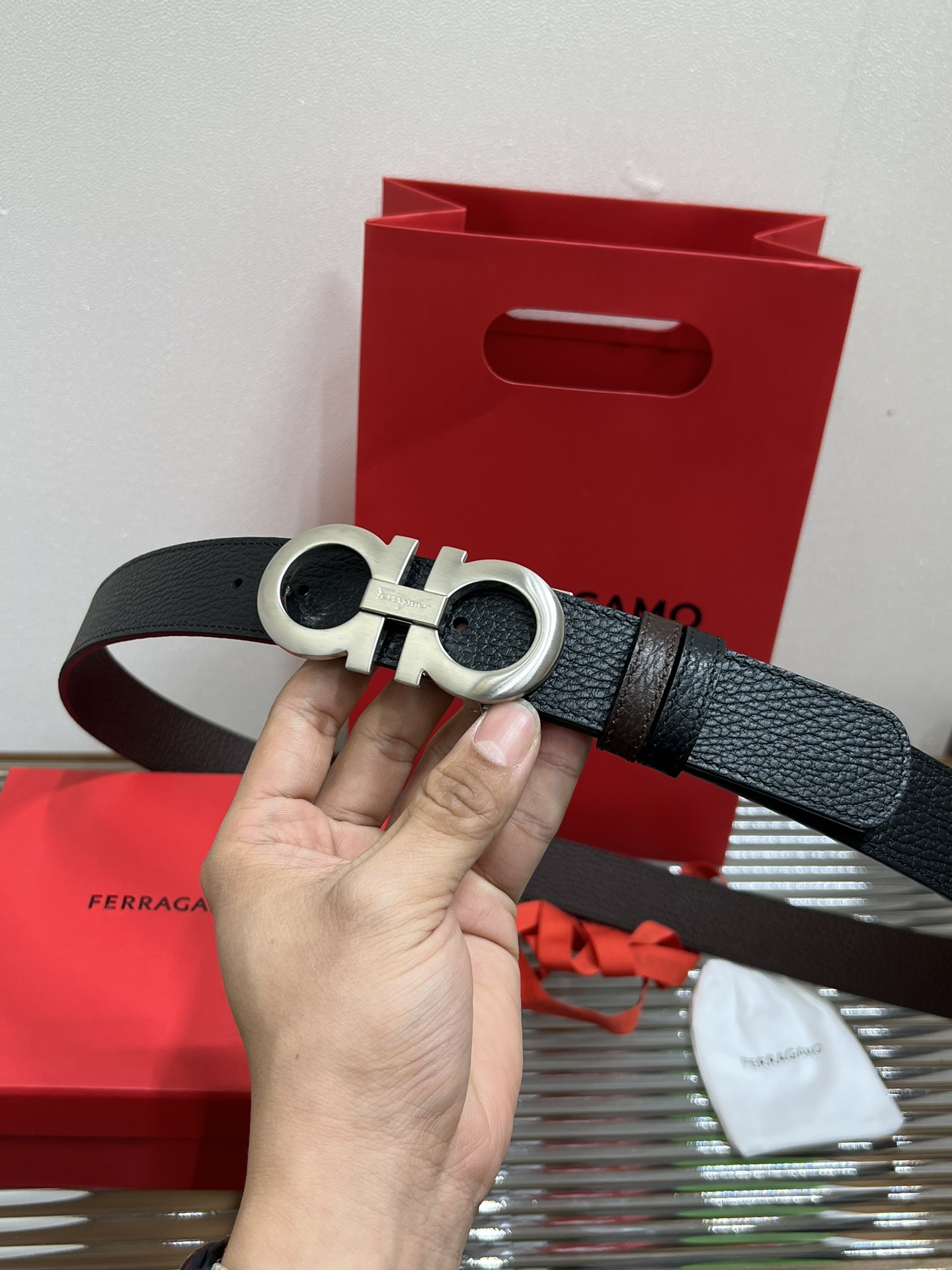 Salvatore Ferragamo Male Leather Belt Cow Leather M