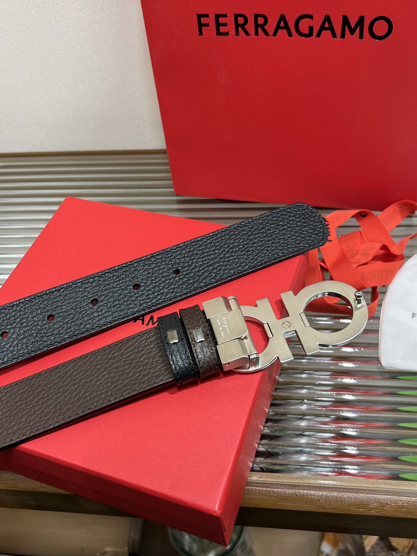 Salvatore Ferragamo Male Leather Belt Cow Leather M