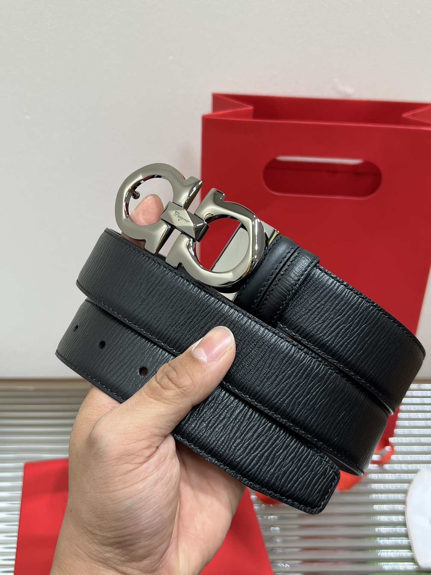 Salvatore Ferragamo Male Leather Belt Cow Leather M