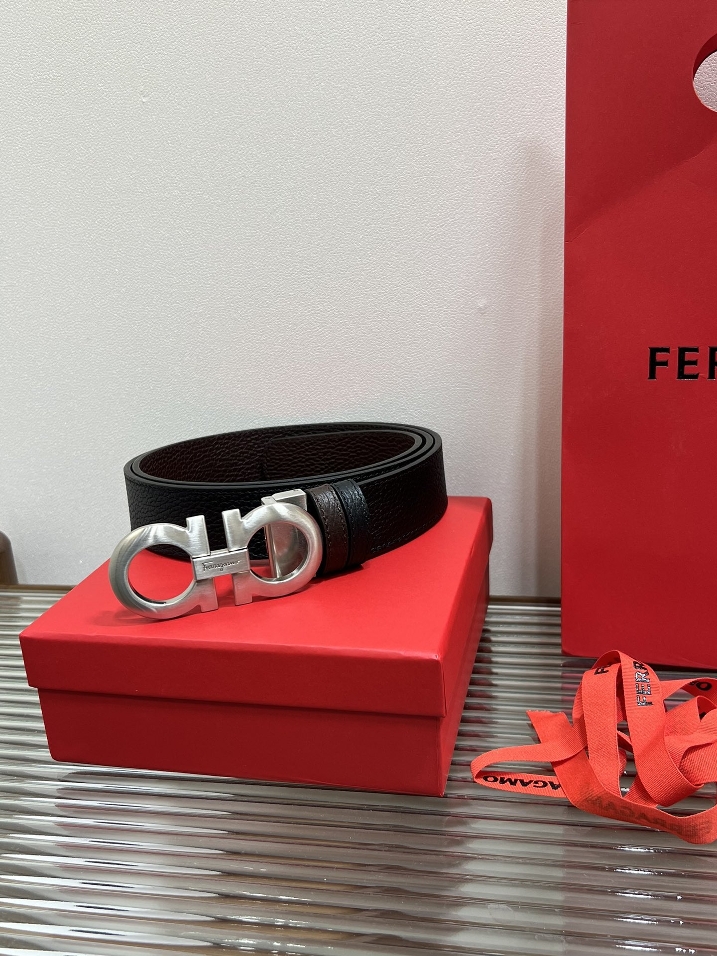Salvatore Ferragamo Male Leather Belt Cow Leather M