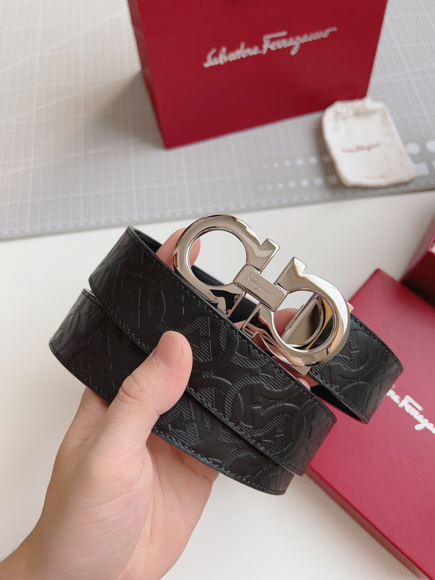 Salvatore Ferragamo Male Leather Belt Top Grain Leather M