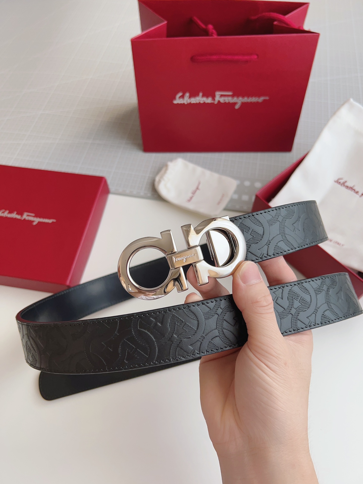 Salvatore Ferragamo Male Leather Belt Top Grain Leather M