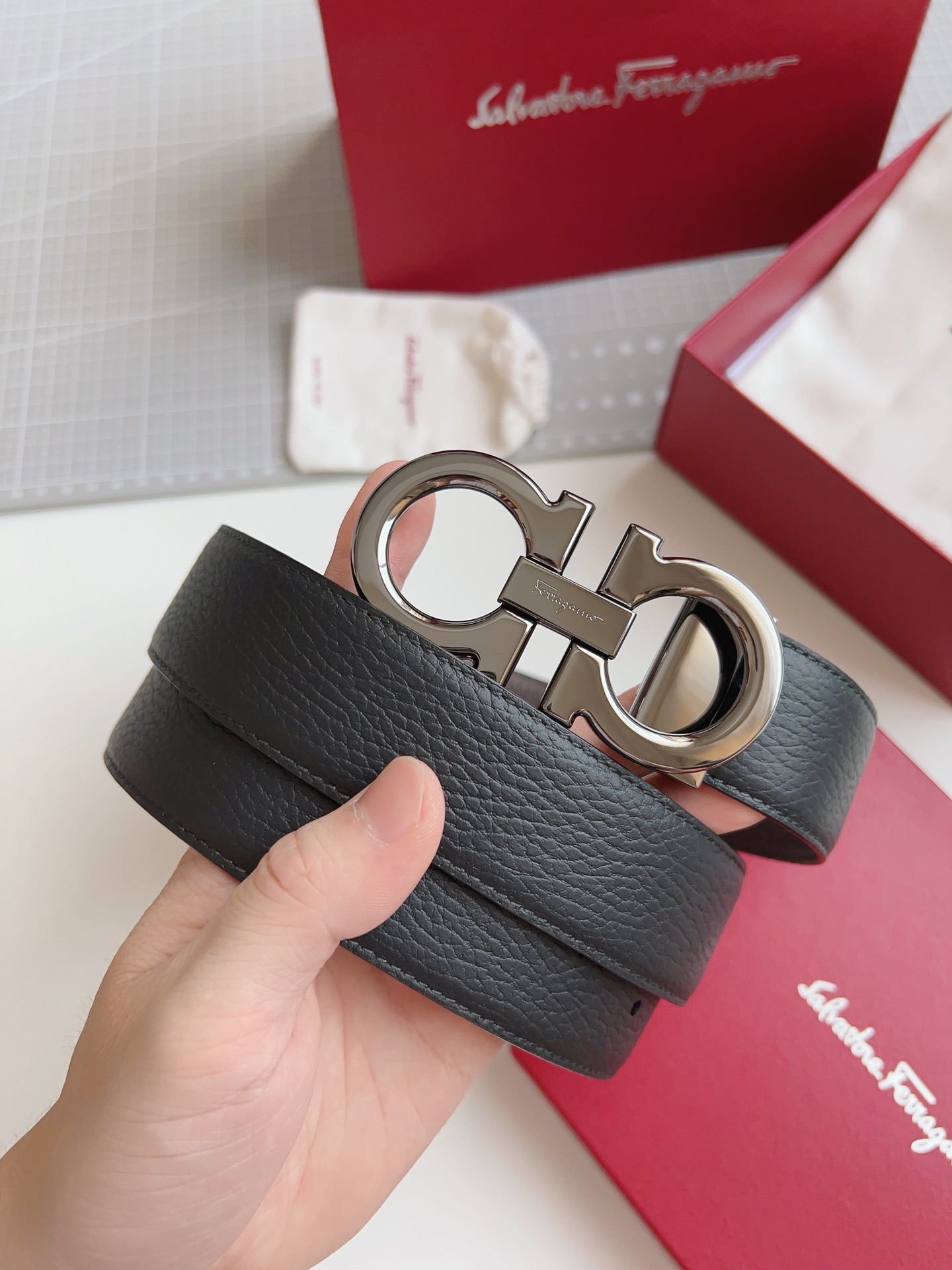 Salvatore Ferragamo Male Leather Belt Top Grain Leather M