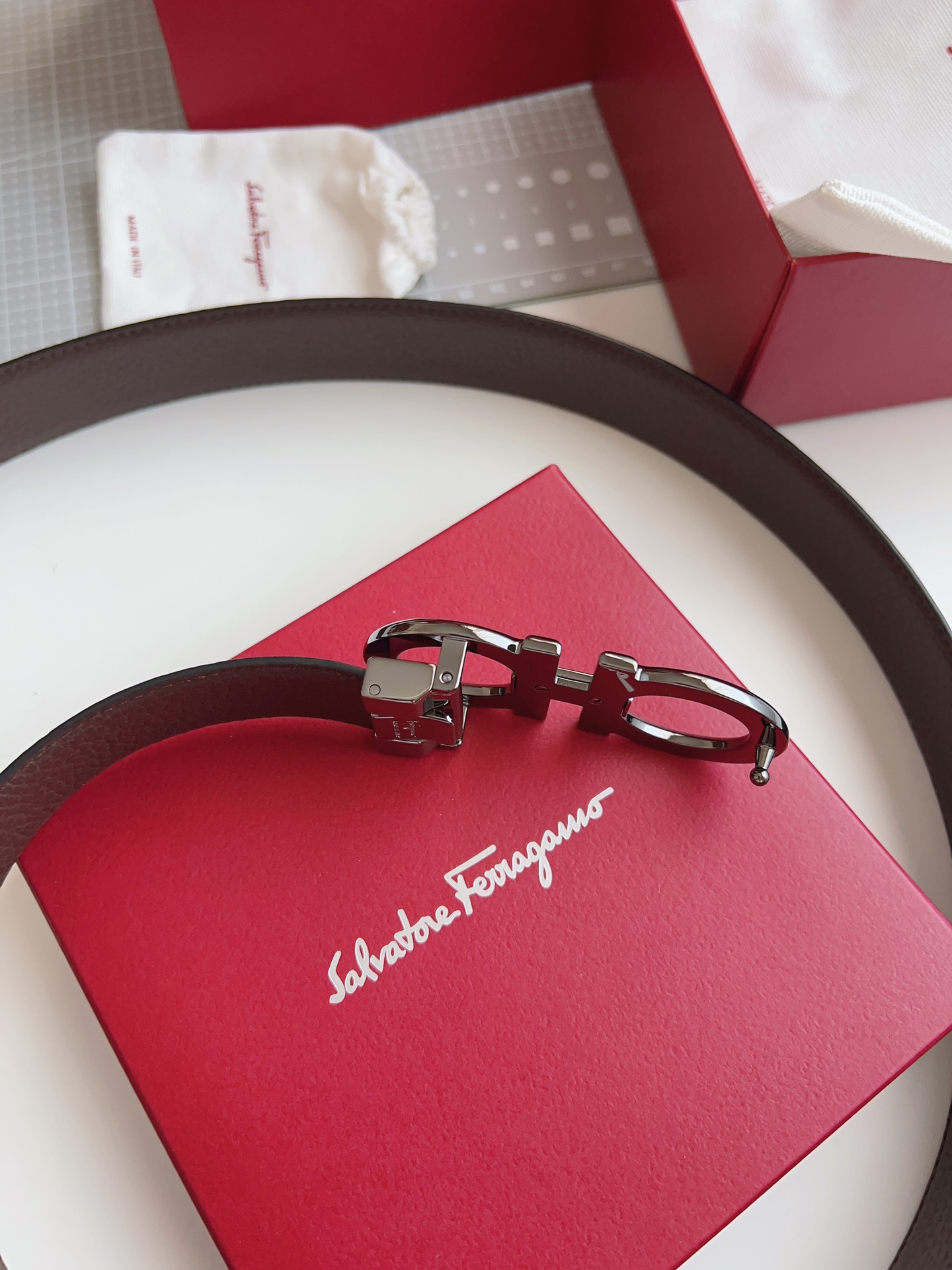 Salvatore Ferragamo Male Leather Belt Top Grain Leather M