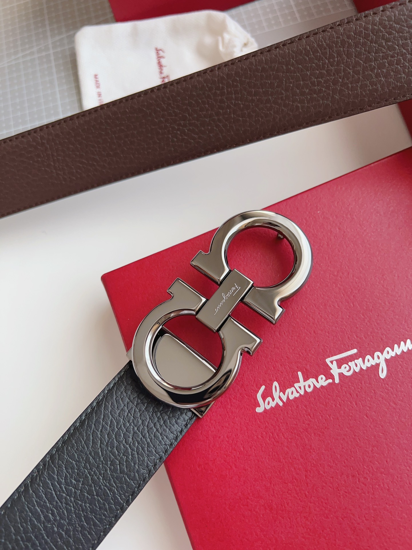 Salvatore Ferragamo Male Leather Belt Top Grain Leather M