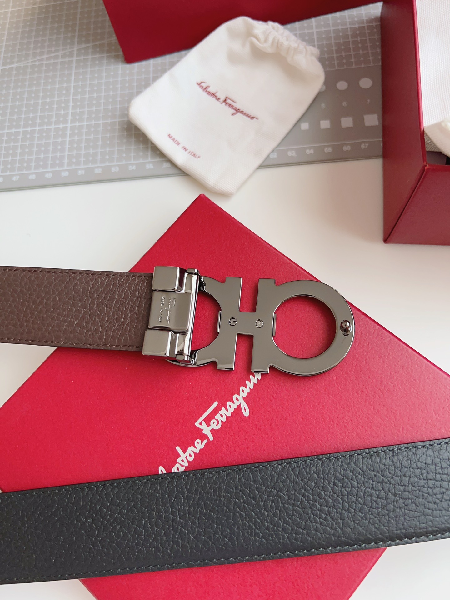 Salvatore Ferragamo Male Leather Belt Top Grain Leather M