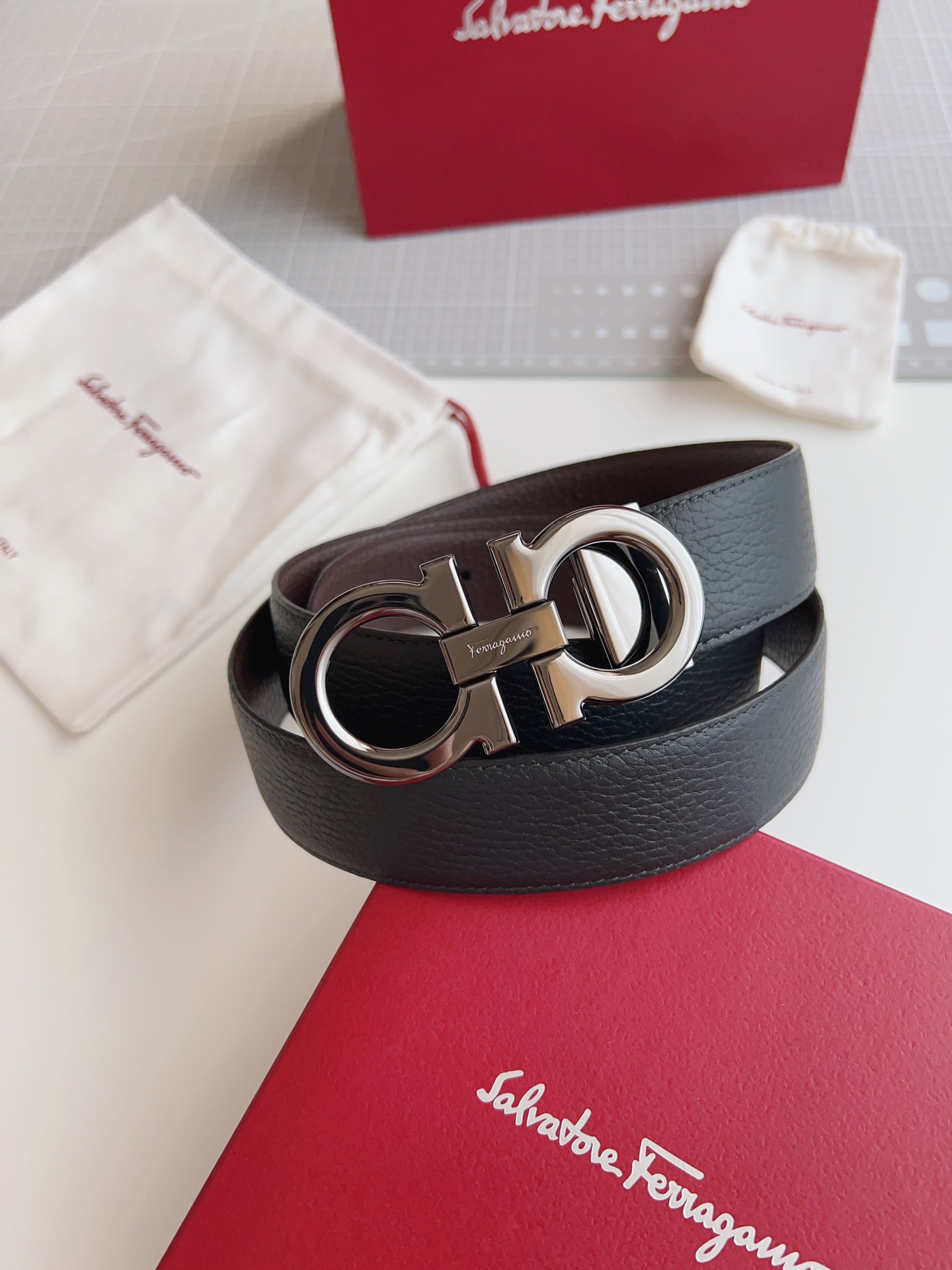 Salvatore Ferragamo Male Leather Belt Top Grain Leather M